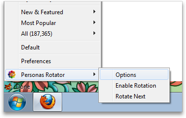 Personas Rotator Options Menu